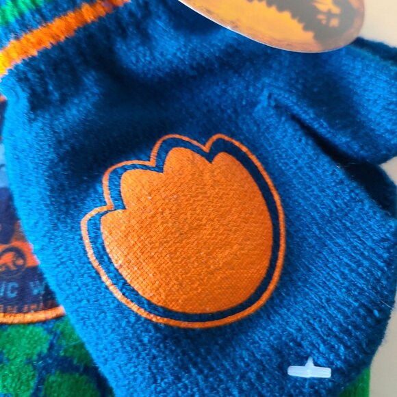 JURASSIC WORLD CAMP CRETACEOUS HAT MITTEN SET BLUE/GREEN/MULTI TODDLER BOY 2T-4T - Picture 3 of 6